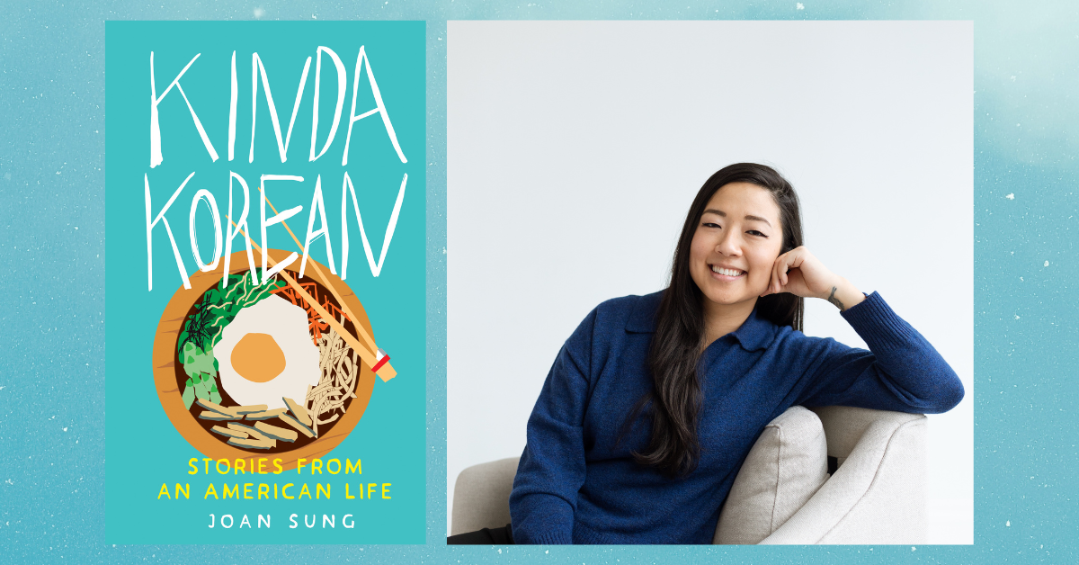 A cover of Kinda Korean and an author photo of Joan Sung, both provided by the author.